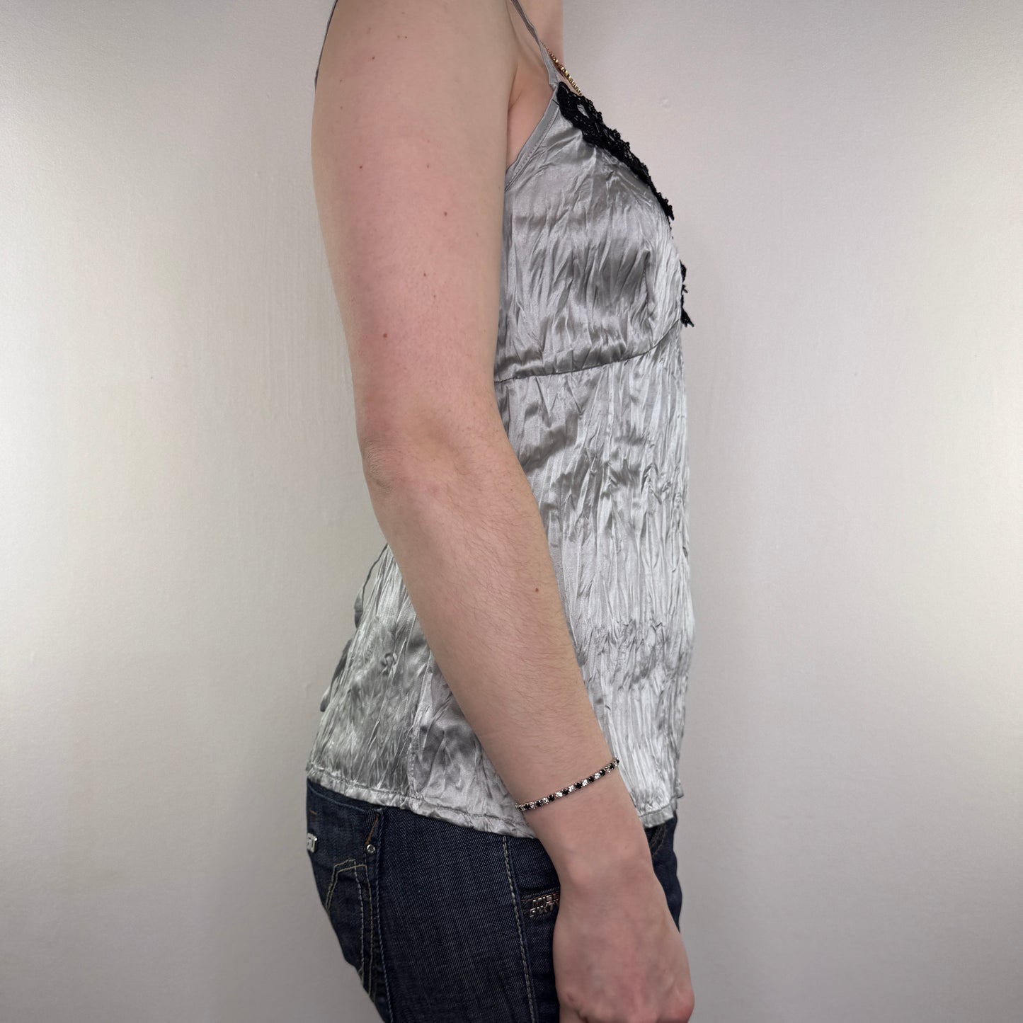 Y2K vintage Bay crinkle satin cami top