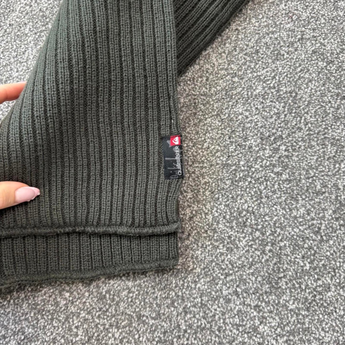 Y2K vintage Quiksilver chunky knit scarf ribbed logo