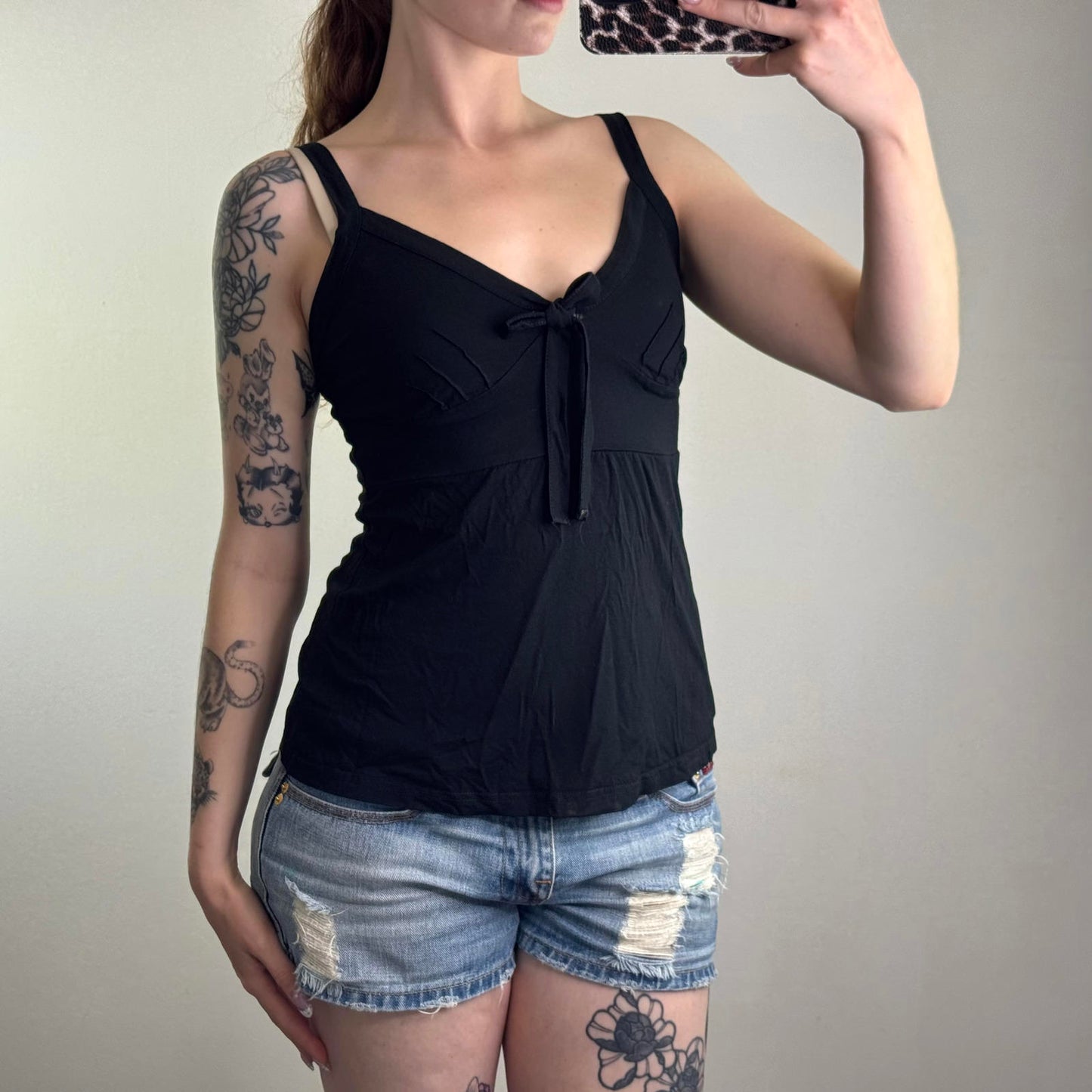 Y2K vintage Topshop bow cami top strappy flowy coquette black
