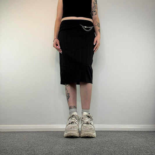 Y2K vintage Morgan De Toi midi skirt with chain detailing pinstripe office
