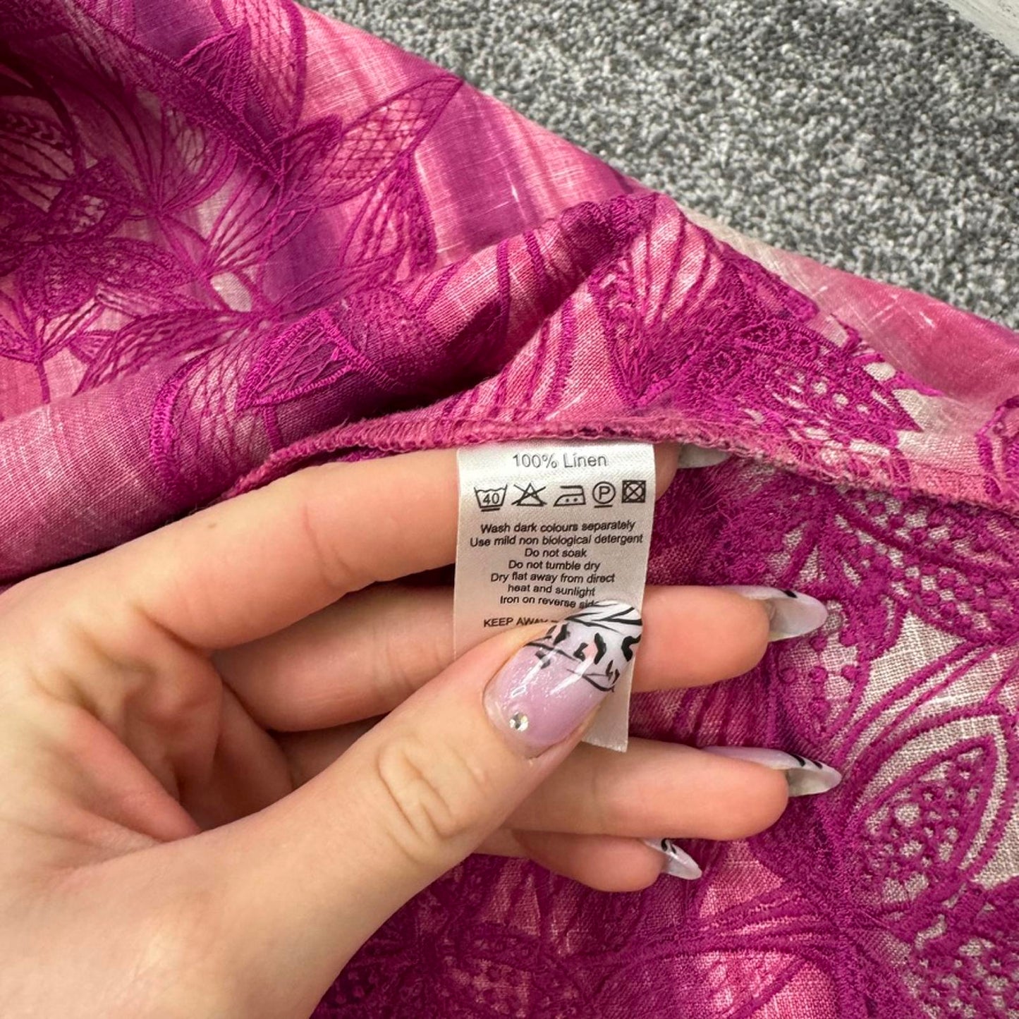 Y2K vintage 100% linen stripe midi skirt a line knee length floral embroidered