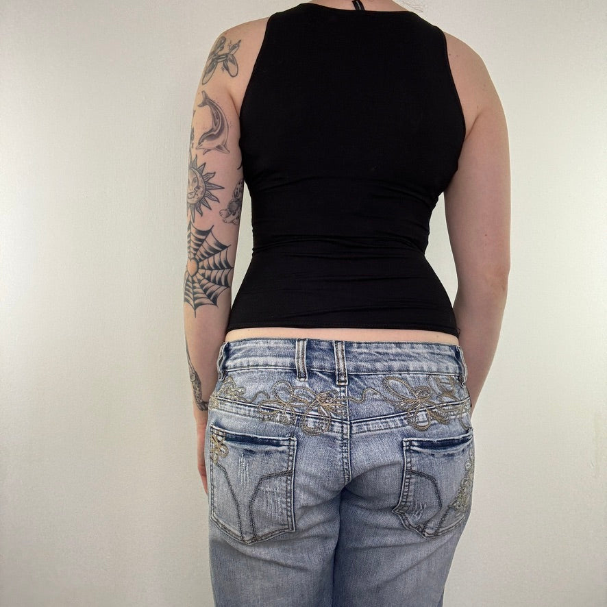 Y2K vintage high neck tank top basic plain round neckline fitted