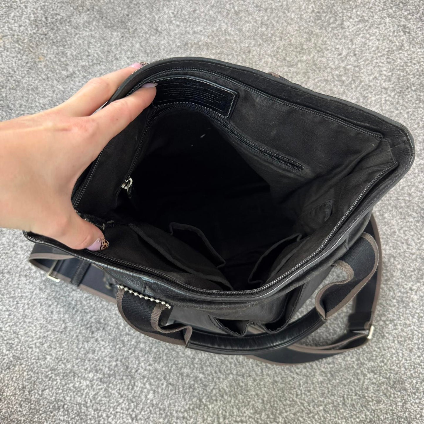 Vintage Coach 2WAY shoulder bag tote bag black leather heritage web leather