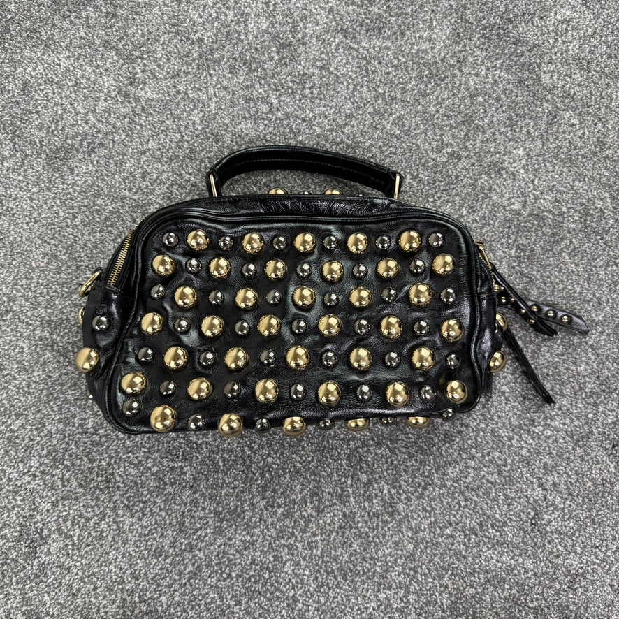 Y2K vintage faux leather studded handbag