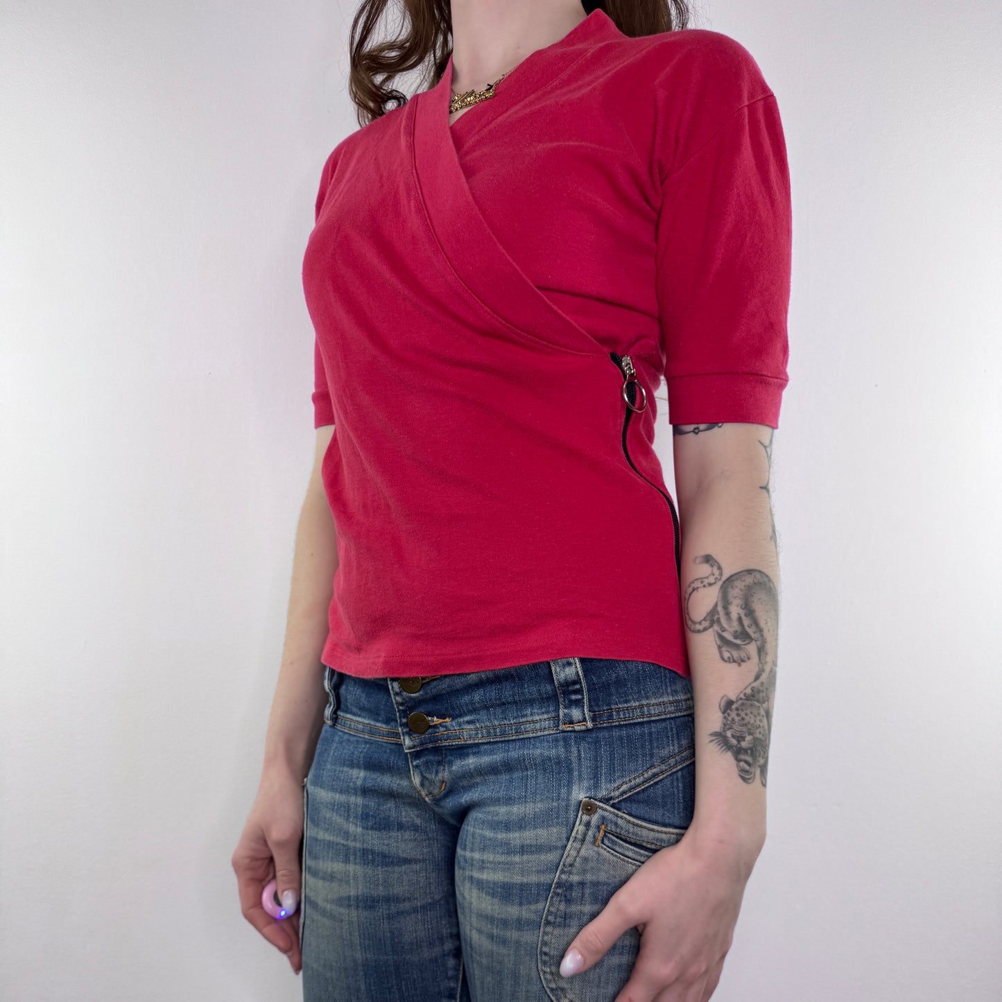 Y2K vintage Bay zipper wrap style top