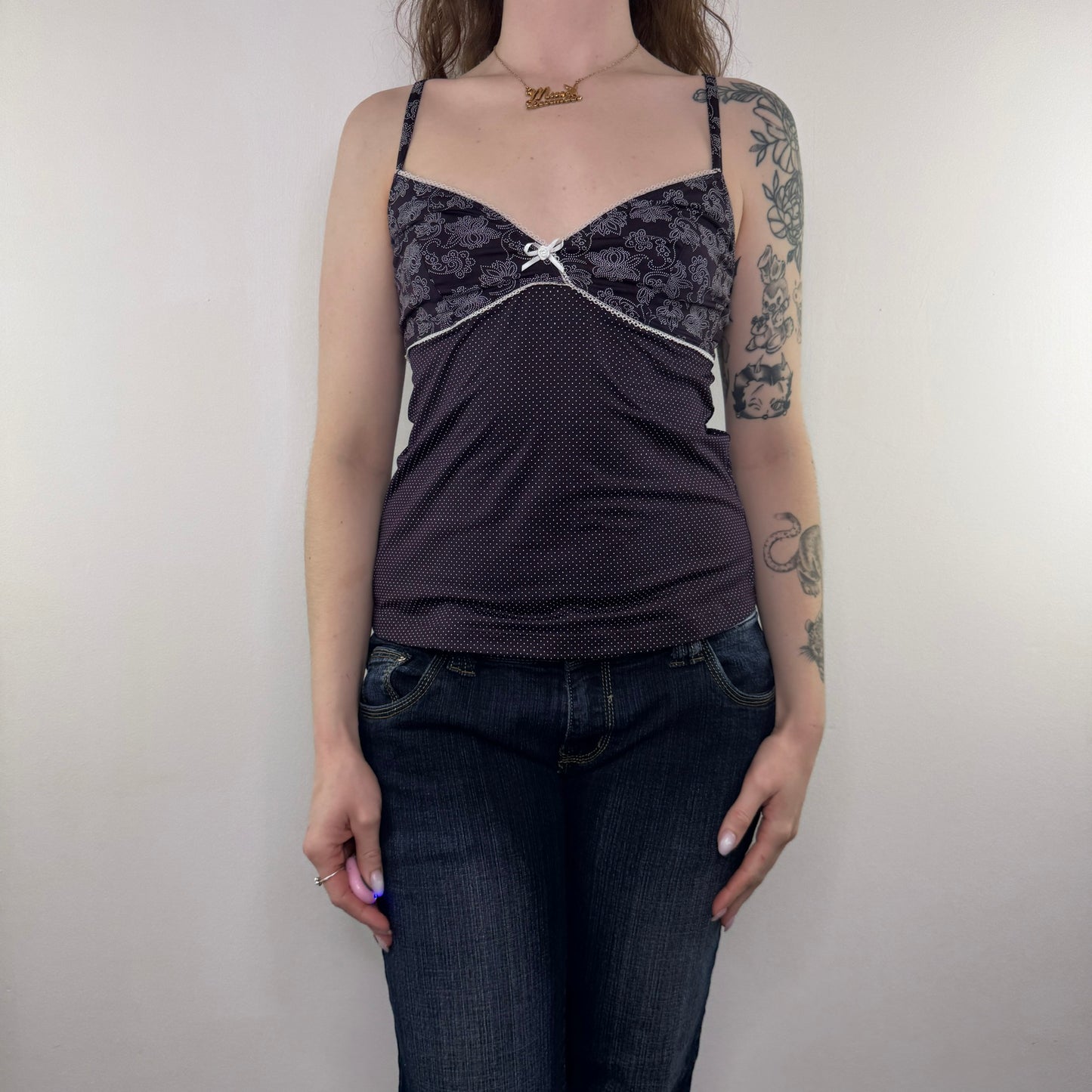 Y2K vintage spotty stretchy cami top