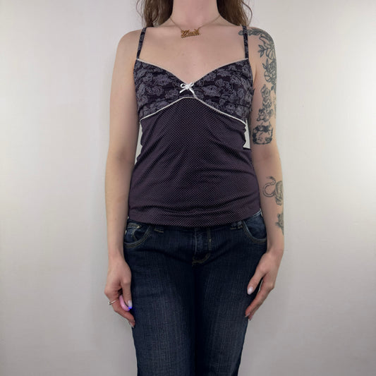 Y2K vintage spotty stretchy cami top