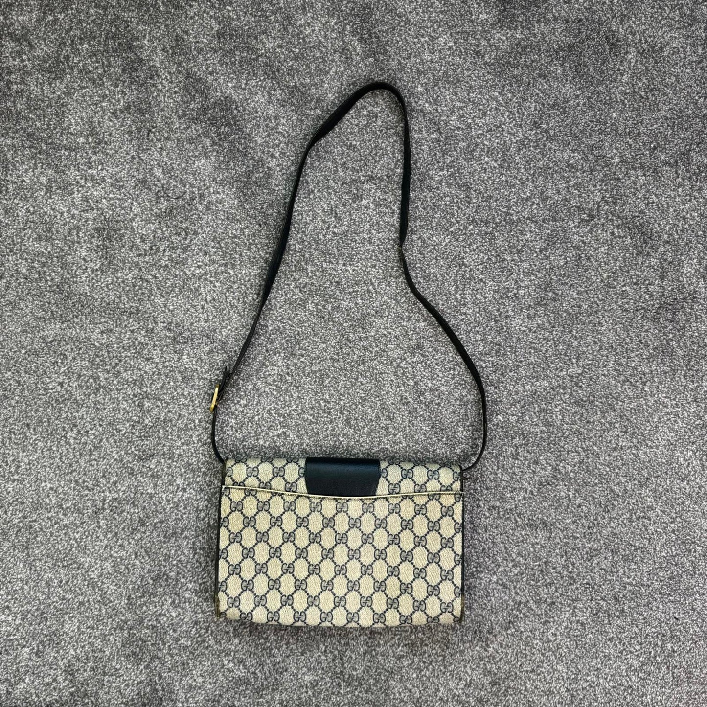 Vintage Gucci Ophidia canvas crossbody bag monogram navy blue cream clutch