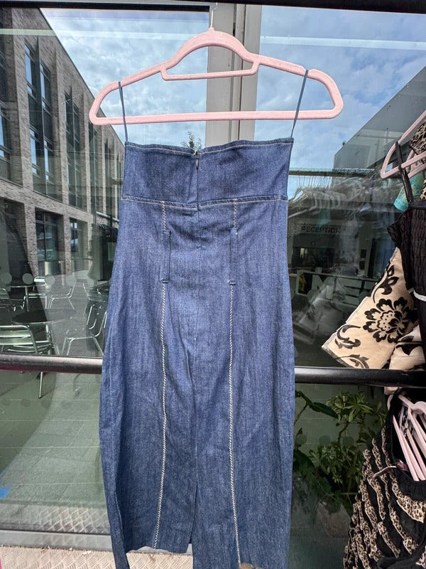 Vintage 2000s strapless denim mini dress