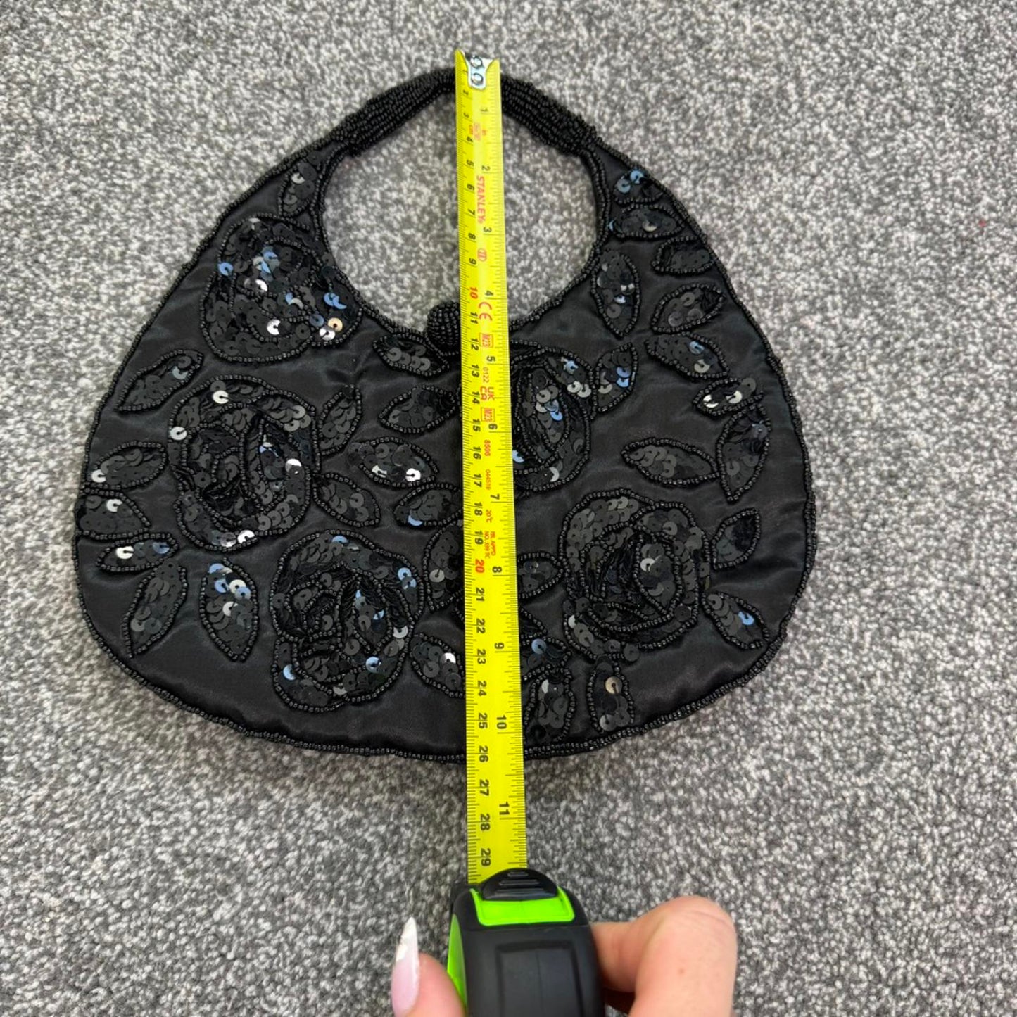 Y2K vintage mini micro satin beaded handbag sequin embellished circle evening