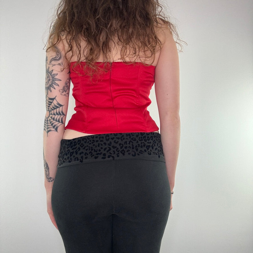 Y2K vintage lace up frilly strapless top