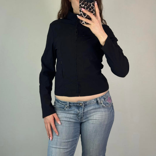 Y2K vintage fitted stretchy lightweight zip up jacket high neck