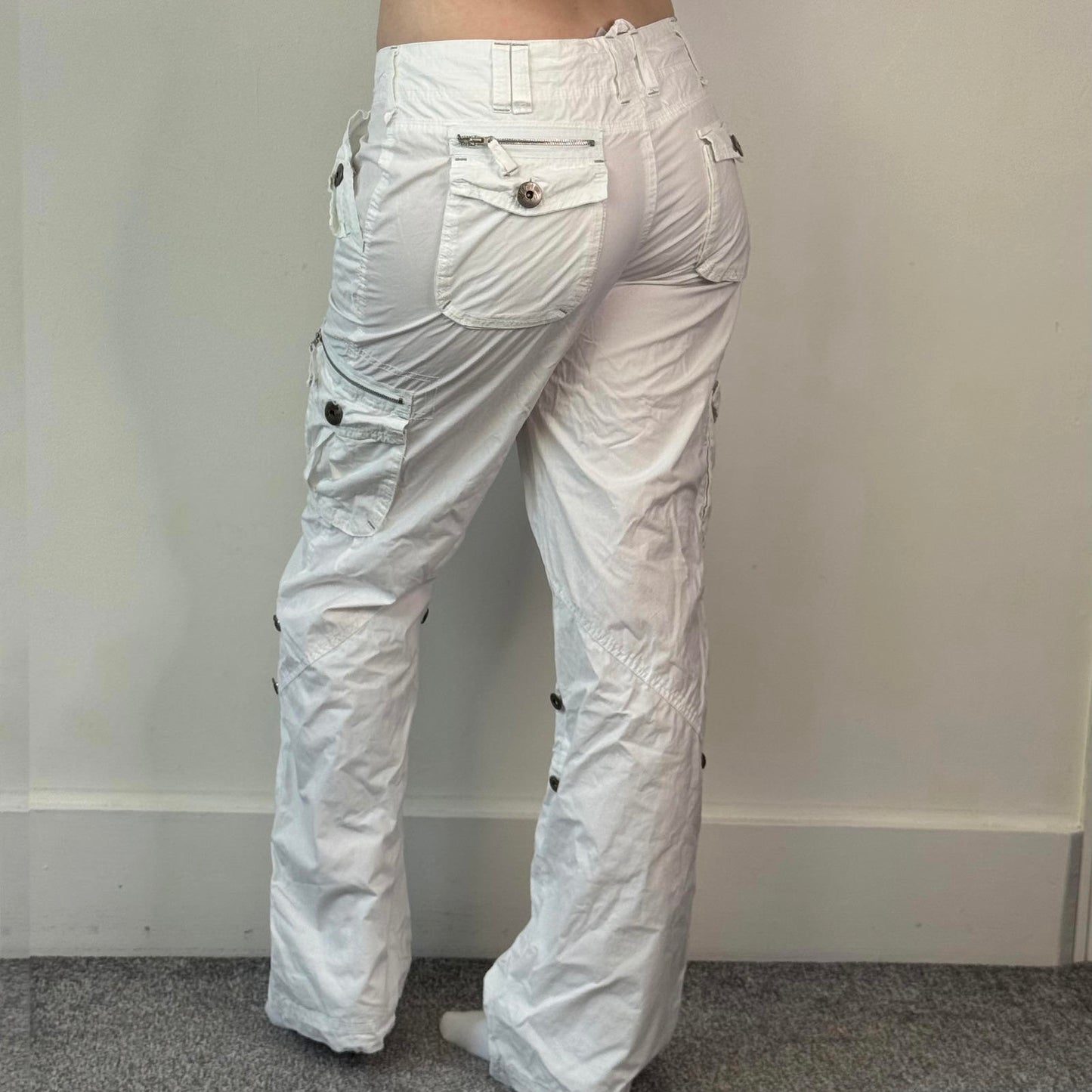 Y2K vintage low rise baggy cargo trousers combat trousers lightweight summer