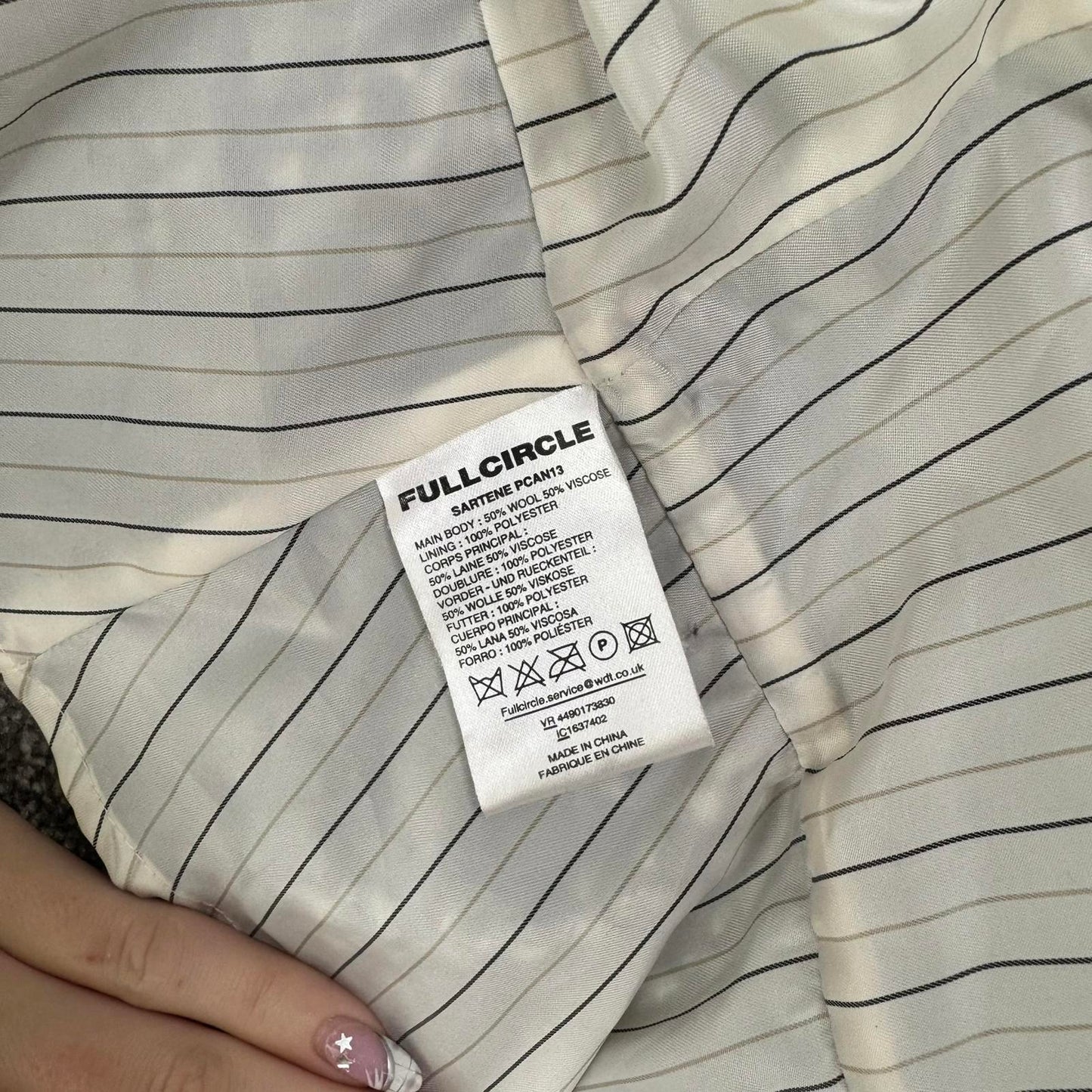 Y2K vintage wool blend cropped jacket frill flare hem v neck tailored pea