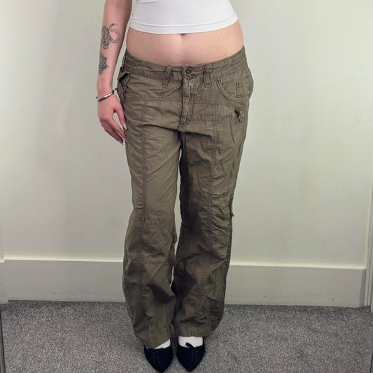 Y2K vintage low rise cargo trousers baggy utility pockets zippers wide leg