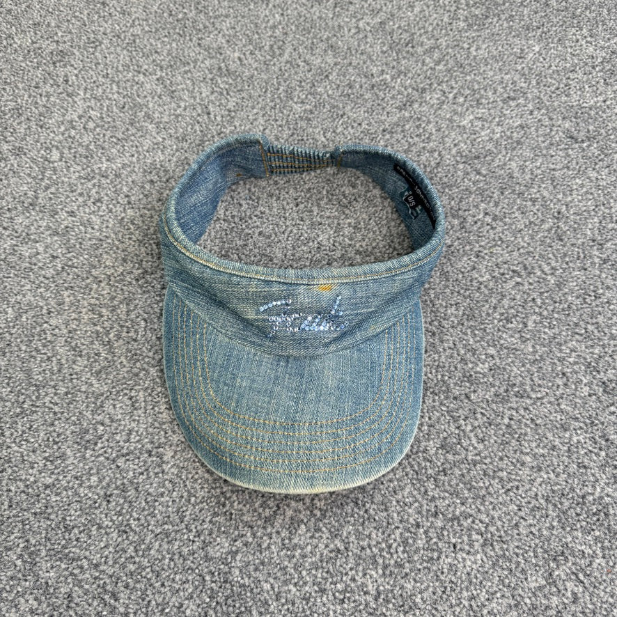 Y2K FCUK denim rhinestone sun visor cap