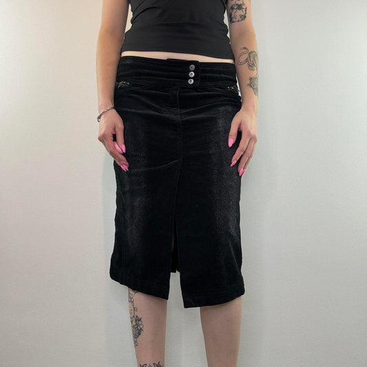 Y2K vintage corduroy glittery midi skirt