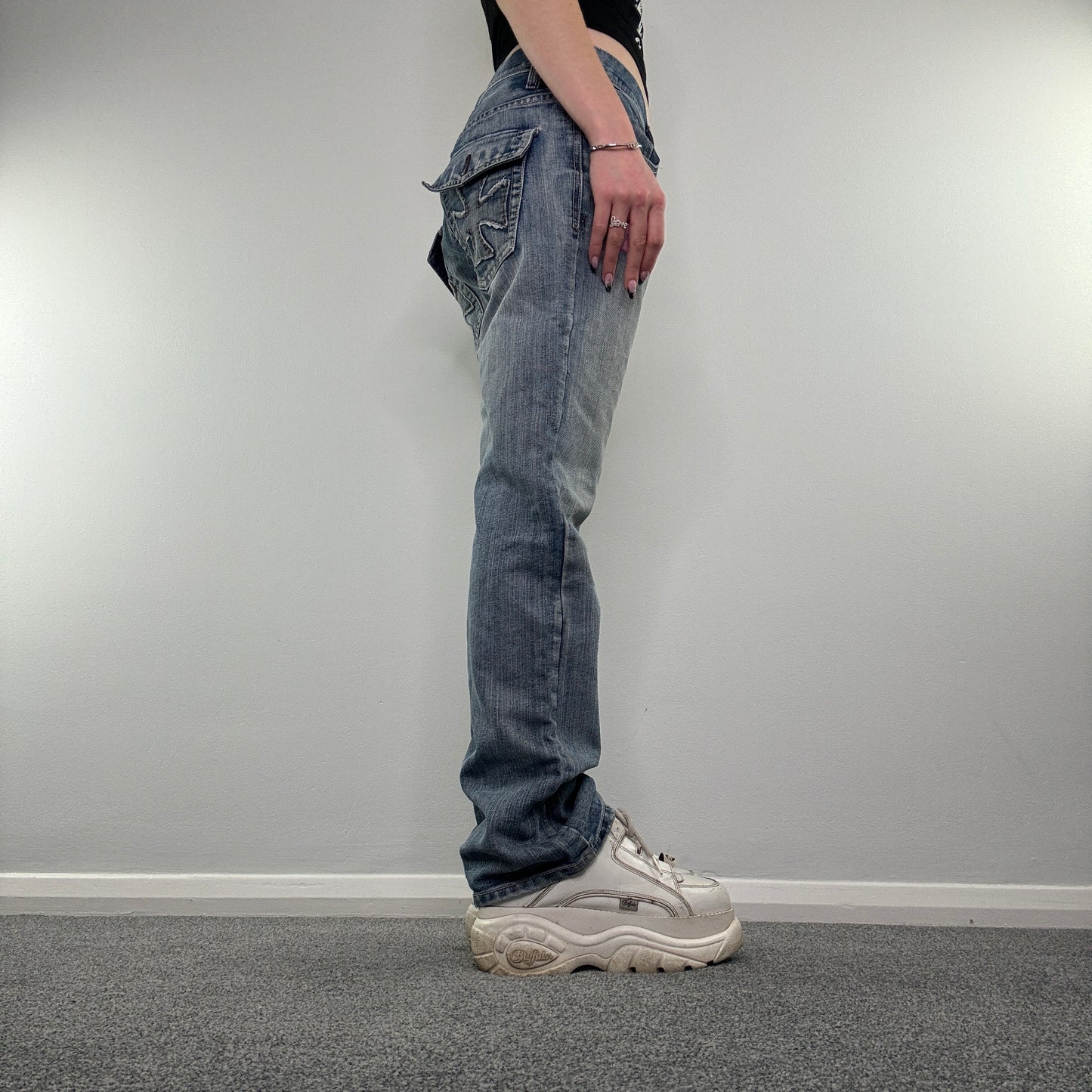 Y2K baggy cross bootcut jeans