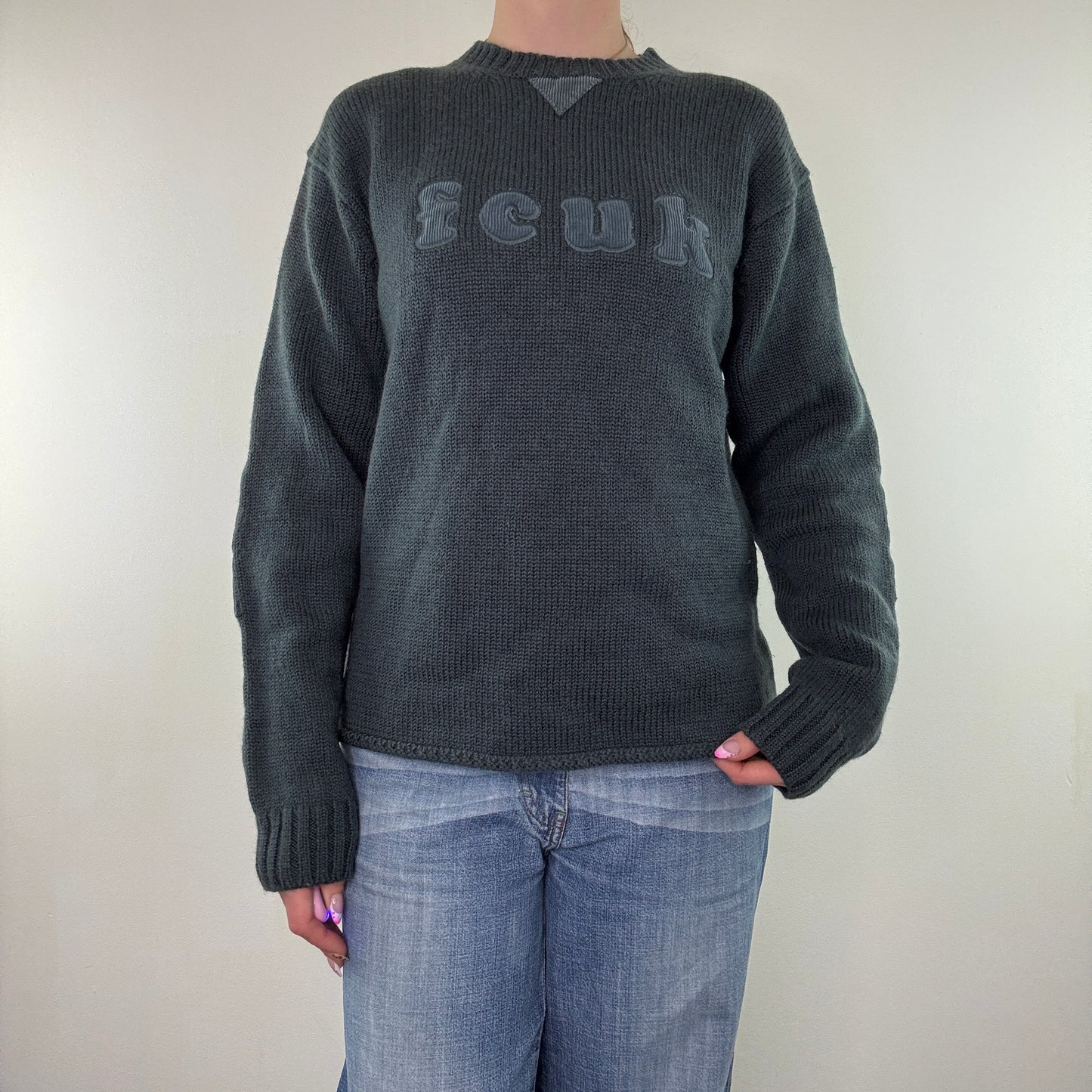 Y2K vintage FCUK spell out wool jumper