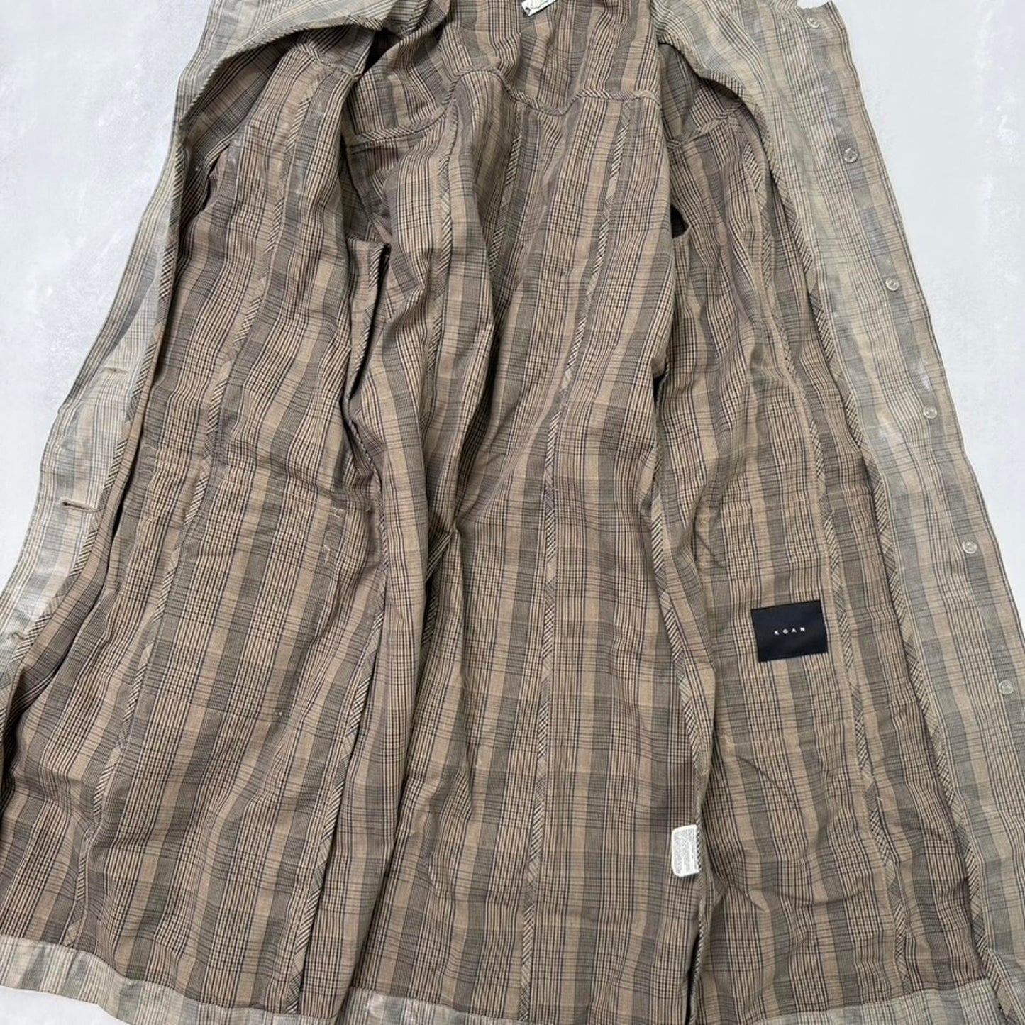 Y2K vintage Koan tartan trench jacket coat lightweight with belt/ hood archive