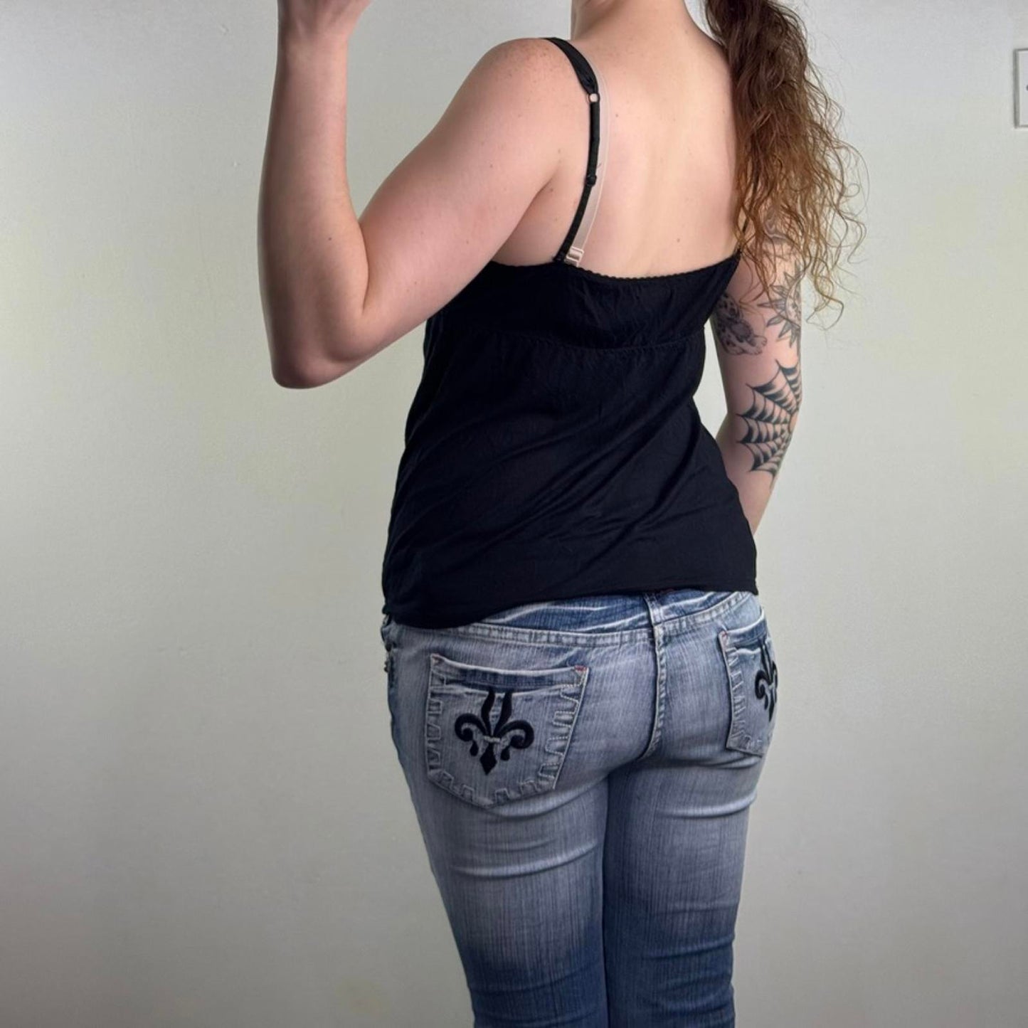 Y2K vintage bow cami top slouchy ruched cups strappy