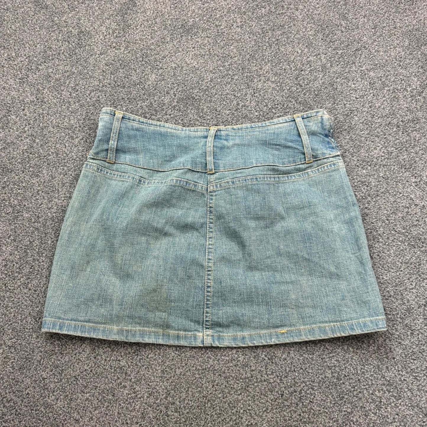 Y2K vintage Jane Norman faded denim mid rise mini skirt light blue wash