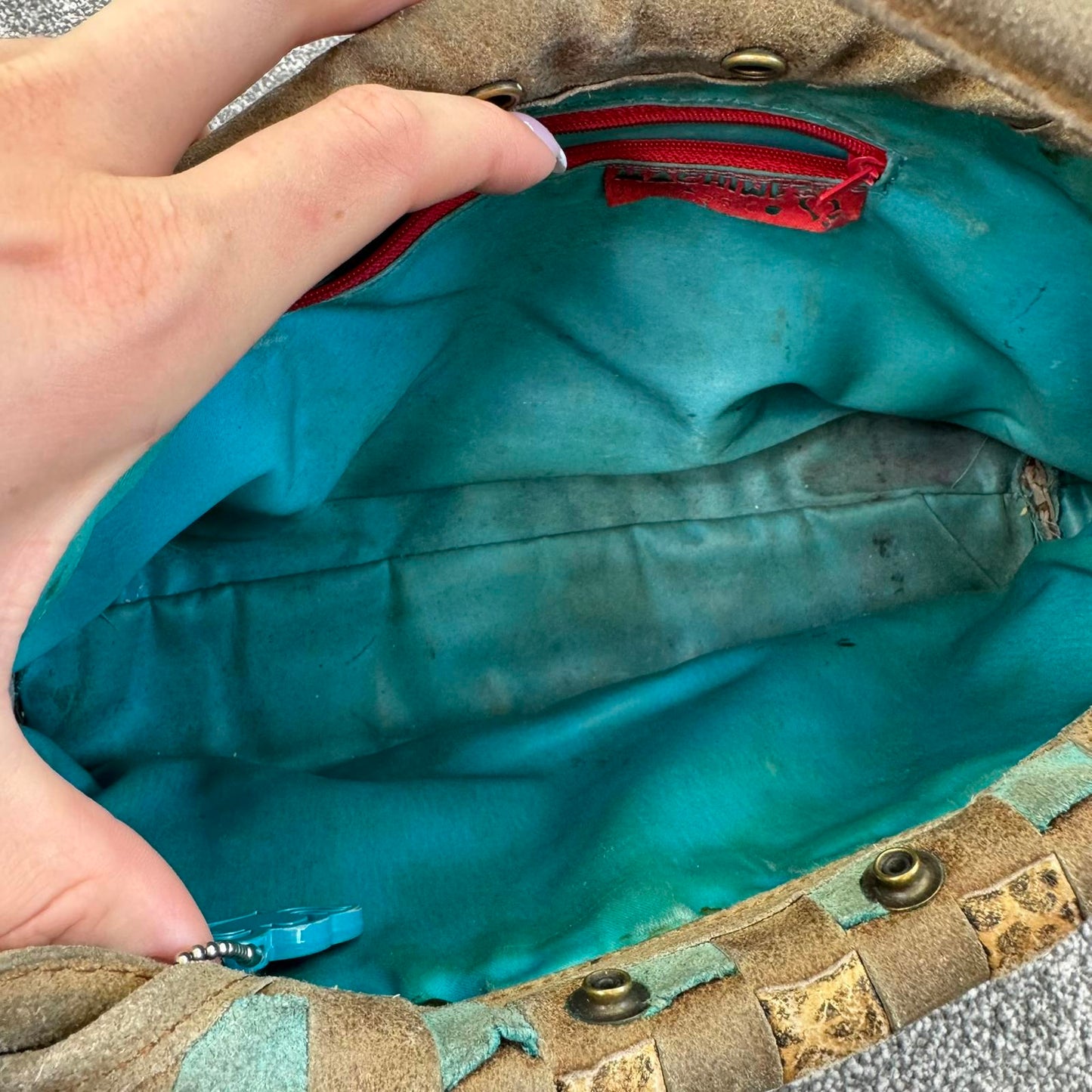 Y2K vintage suede shoulder bag woven leopard print denim pink blue brown