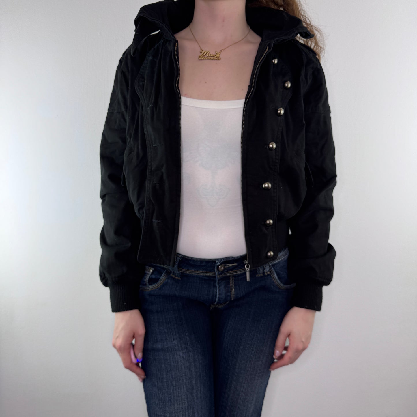 Y2K vintage military zip up short length military style jacket