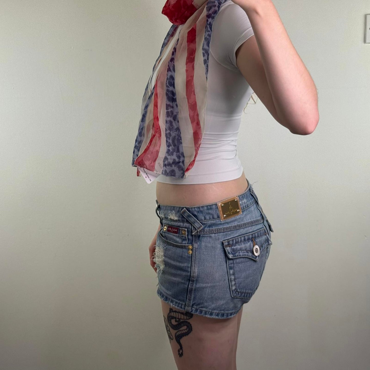 Y2K vintage leopard print Union Jack scarf sheer lightweight