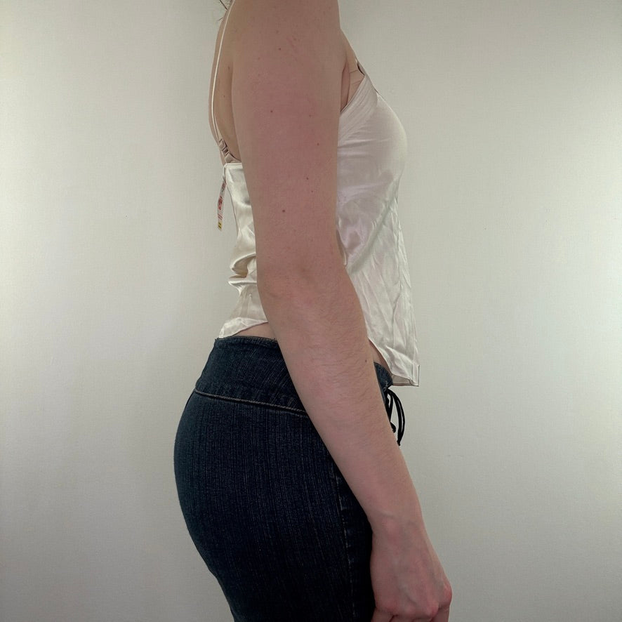 Y2K vintage cream silk cami top