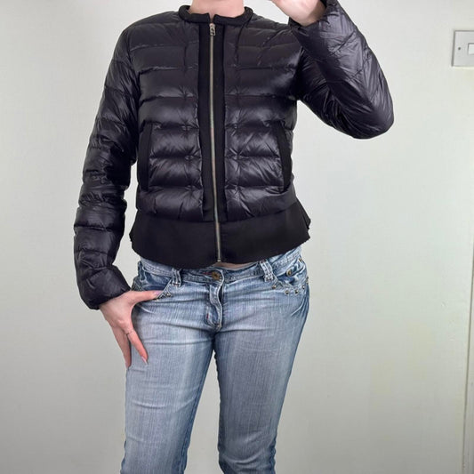 maje puffer jacket coat padded zip up round neckline quilted feather down