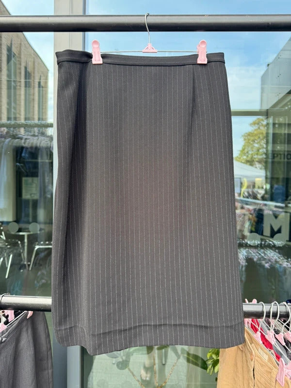 Y2K vintage stripe midi skirt tailored office