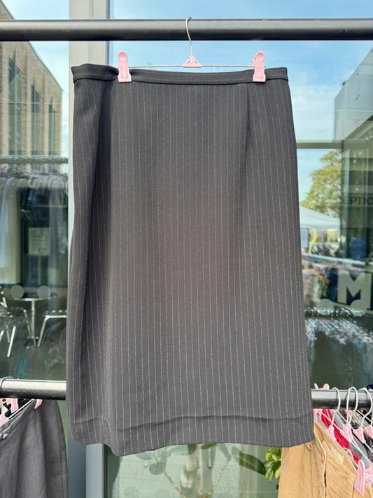 Y2K vintage stripe midi skirt tailored office