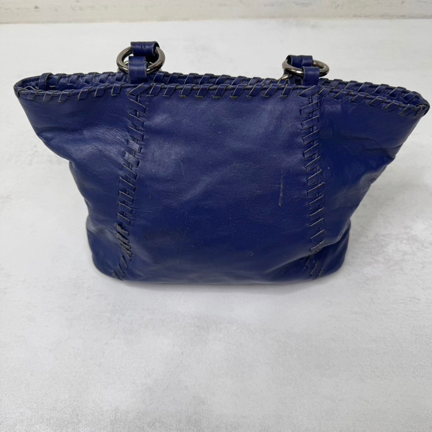 Y2K vintage genuine leather mini handbag with shoulder strap fringe woven purple