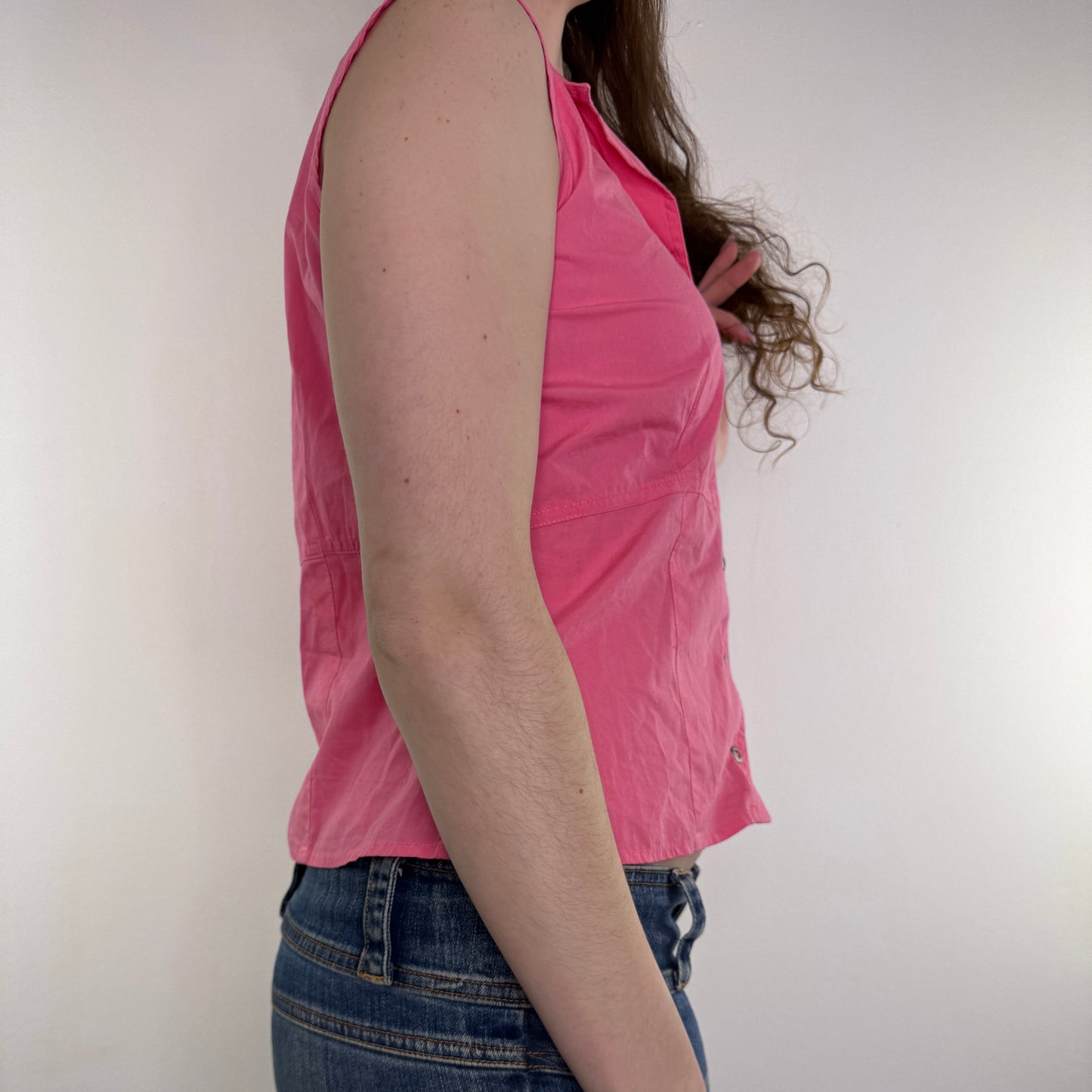 Y2K vintage sleeveless button up shirt