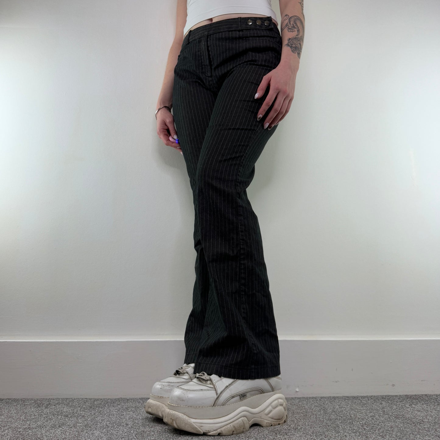 Y2K vintage pinstripe bootcut trousers