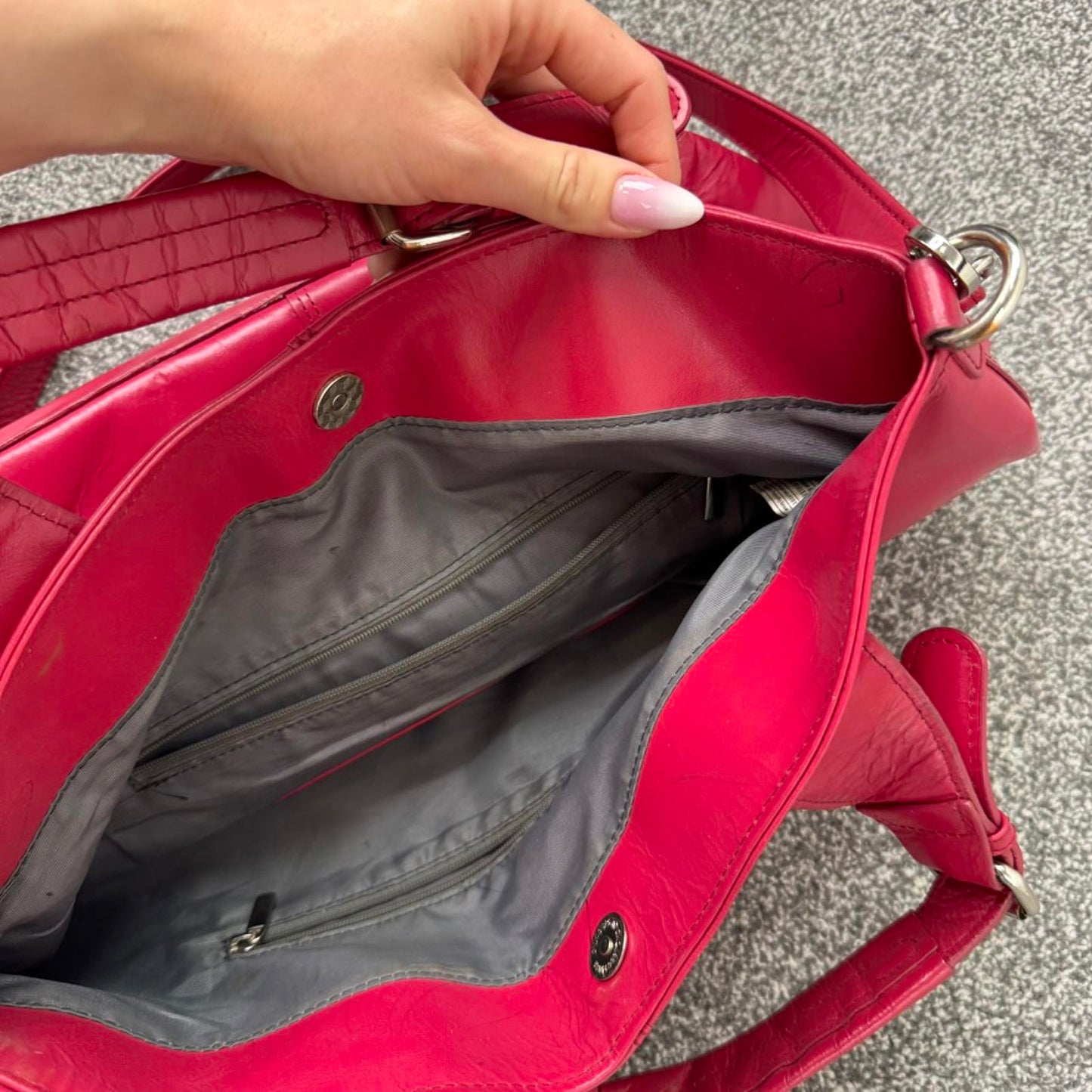 Y2K vintage faux leather pink  large handbag tote crossbody strap