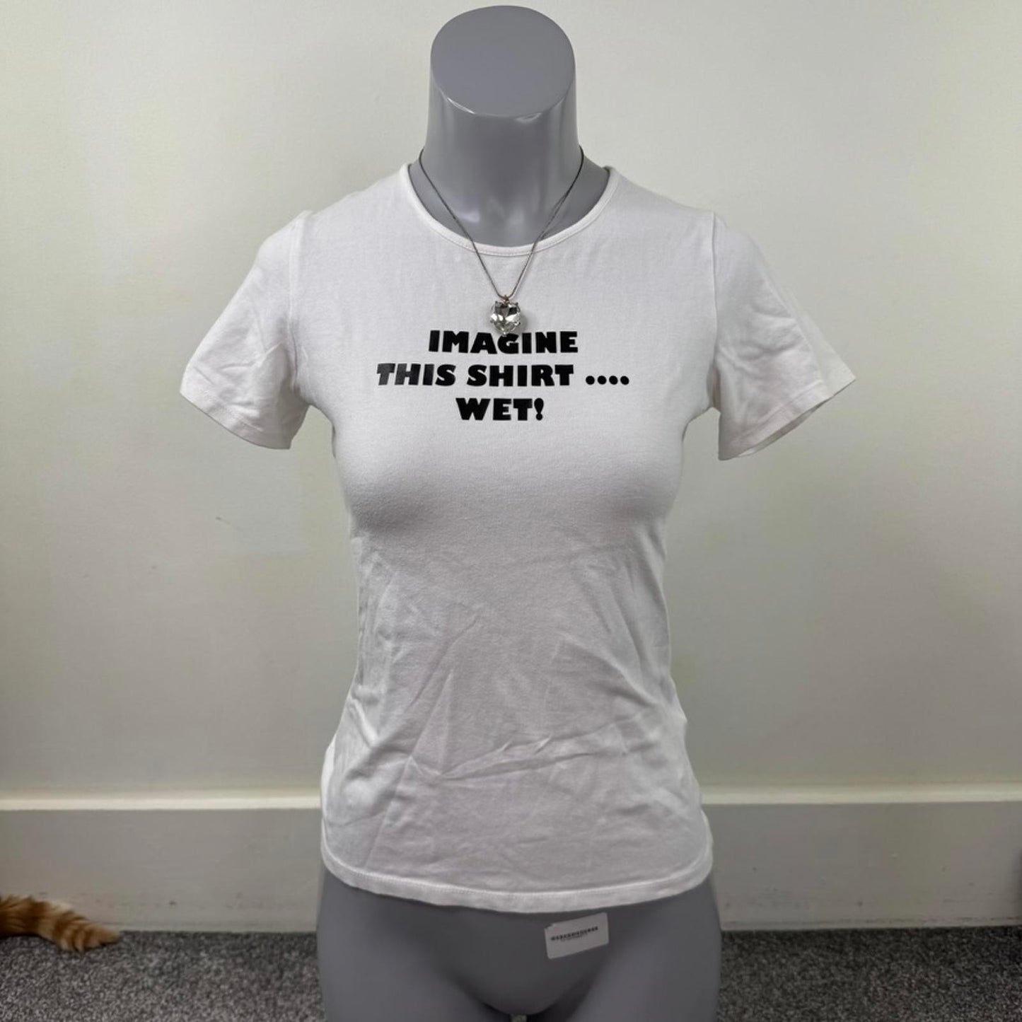 Y2K vintage t-shirt short sleeve top "imagine this shirt wet" funny women's tee