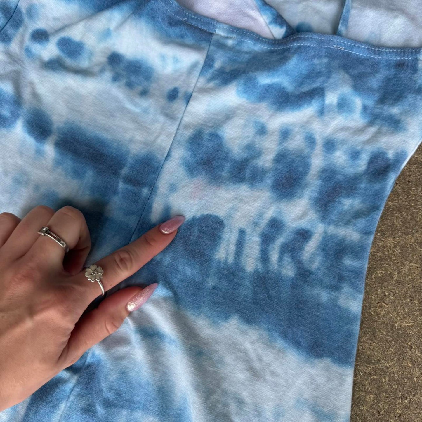 Y2K vintage ombre mini dress summer tie dye stretchy above knee racerback ruched