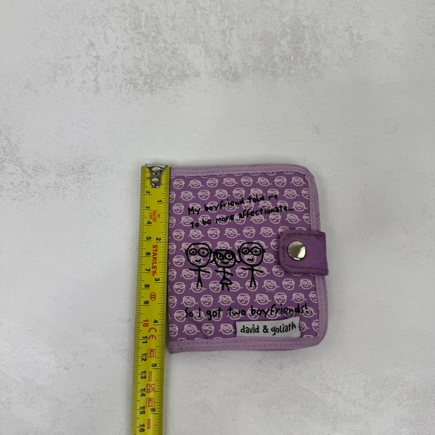 Y2K vintage David & Goliath wallet purse purple funny boyfriend slogan