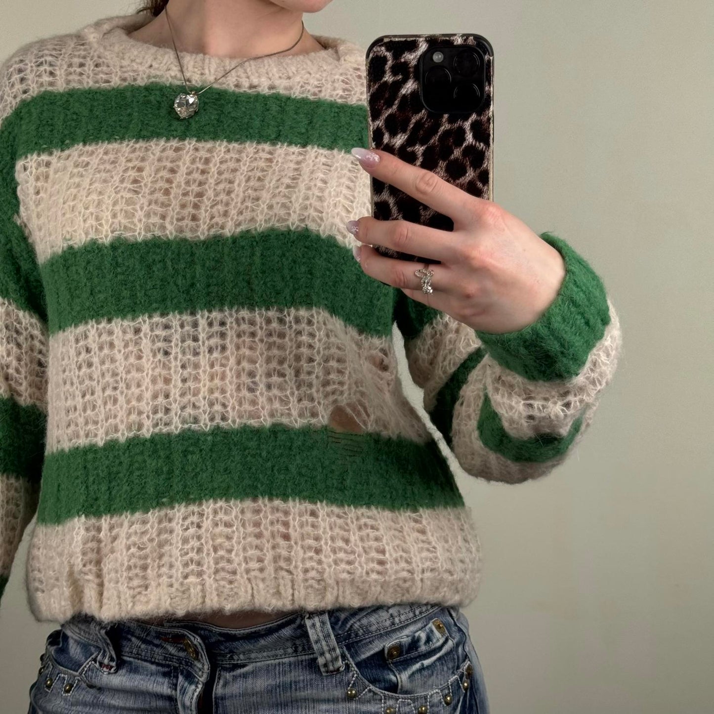 AllSaints alpaca wool blend Britt jumper chunky knit distressed stripe