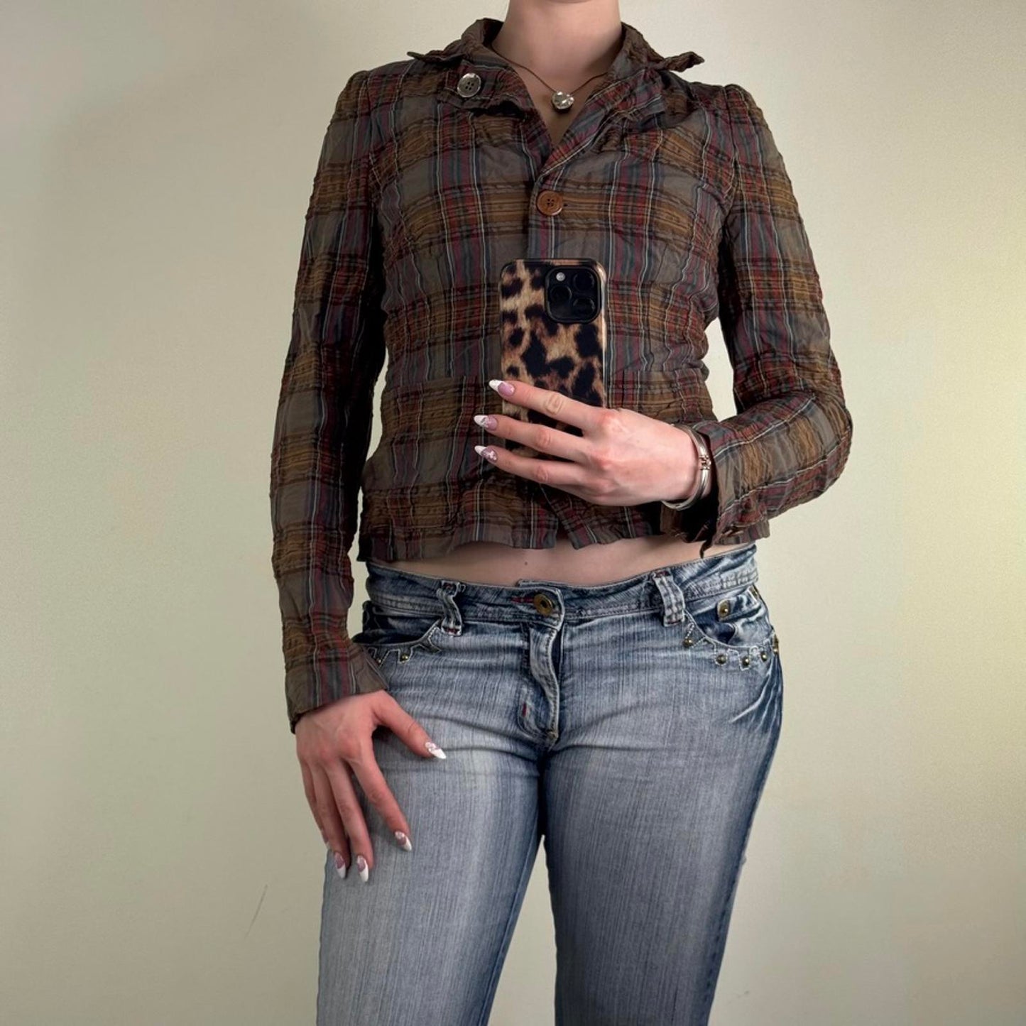 Y2K vintage tartan jacket button up blazer print buttons check print tailored