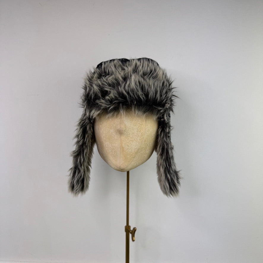 Y2K vintage sparkly snowflake faux fur trapper hat