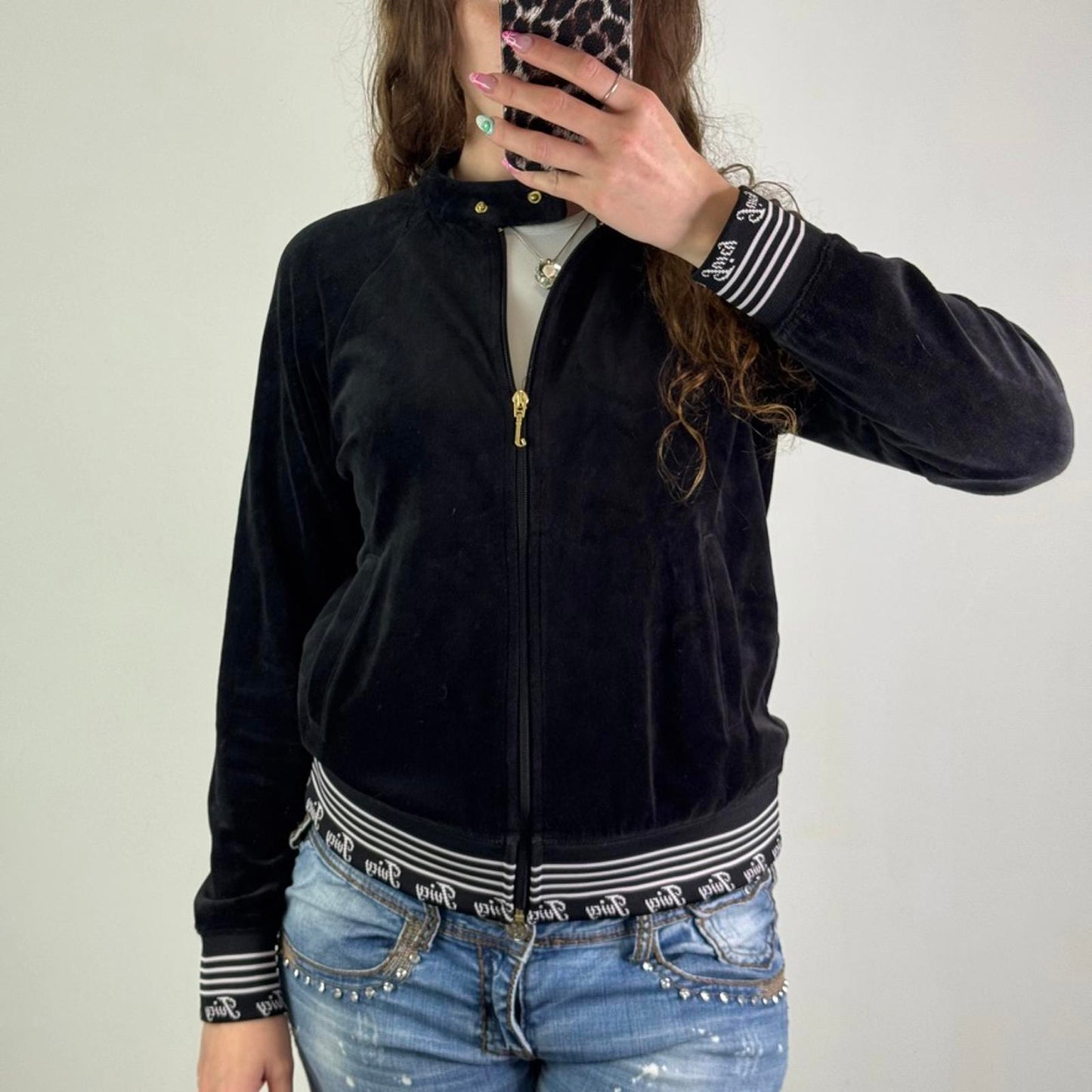 Vintage Juicy Couture black zip up velour jumper