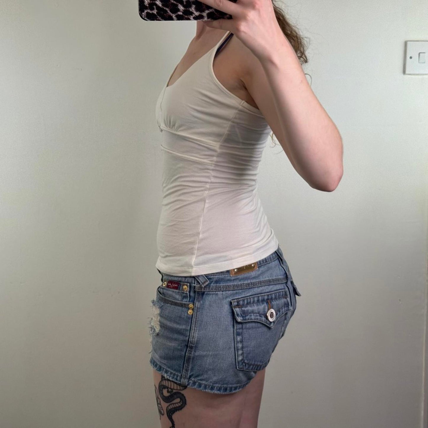 Y2K vintage Mexx cami top ruched buckle racer back strappy stretchy basic