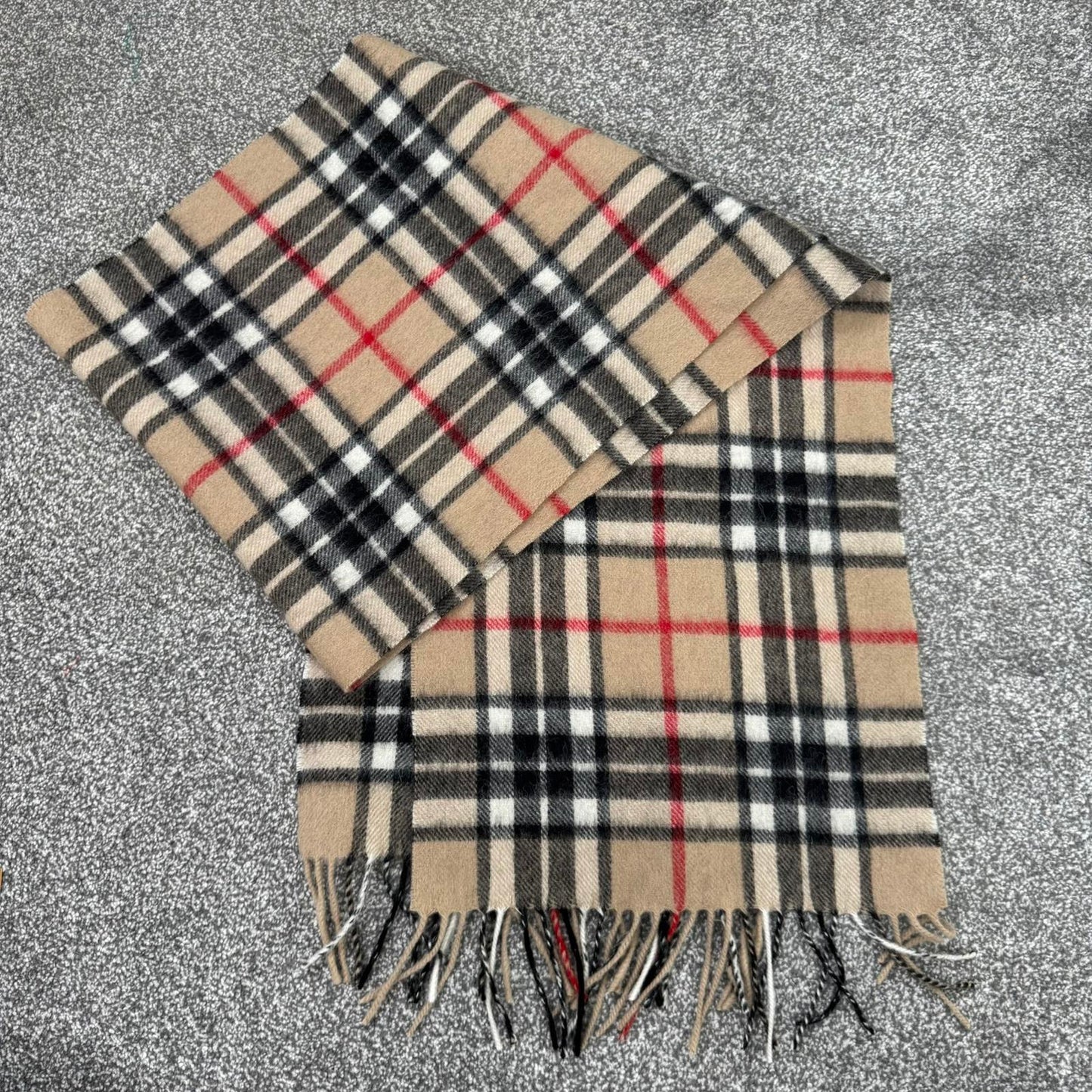 Y2K vintage nova check scarf wool blend unisex fringe