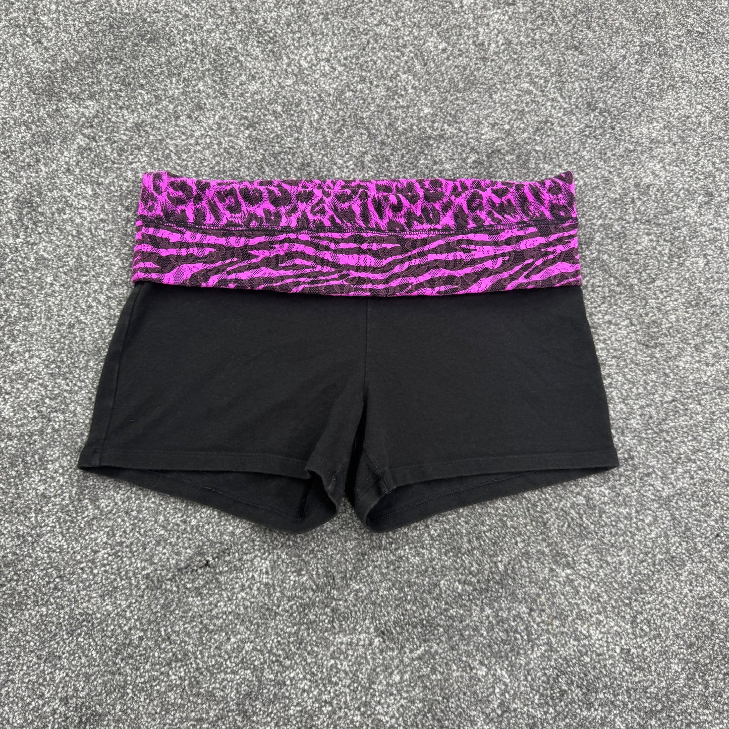 Victoria’s Secret PINK fold over leopard lace rhinestone shorts yoga mcbling