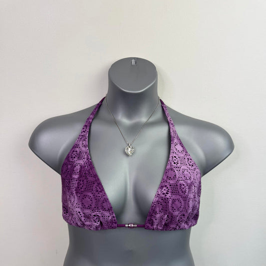 Y2K vintage crochet style halter neck bikini top beaded ombre