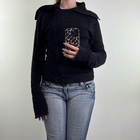 Y2K vintage Bay asymmetrical zip up jumper knitted collar long sleeve archive