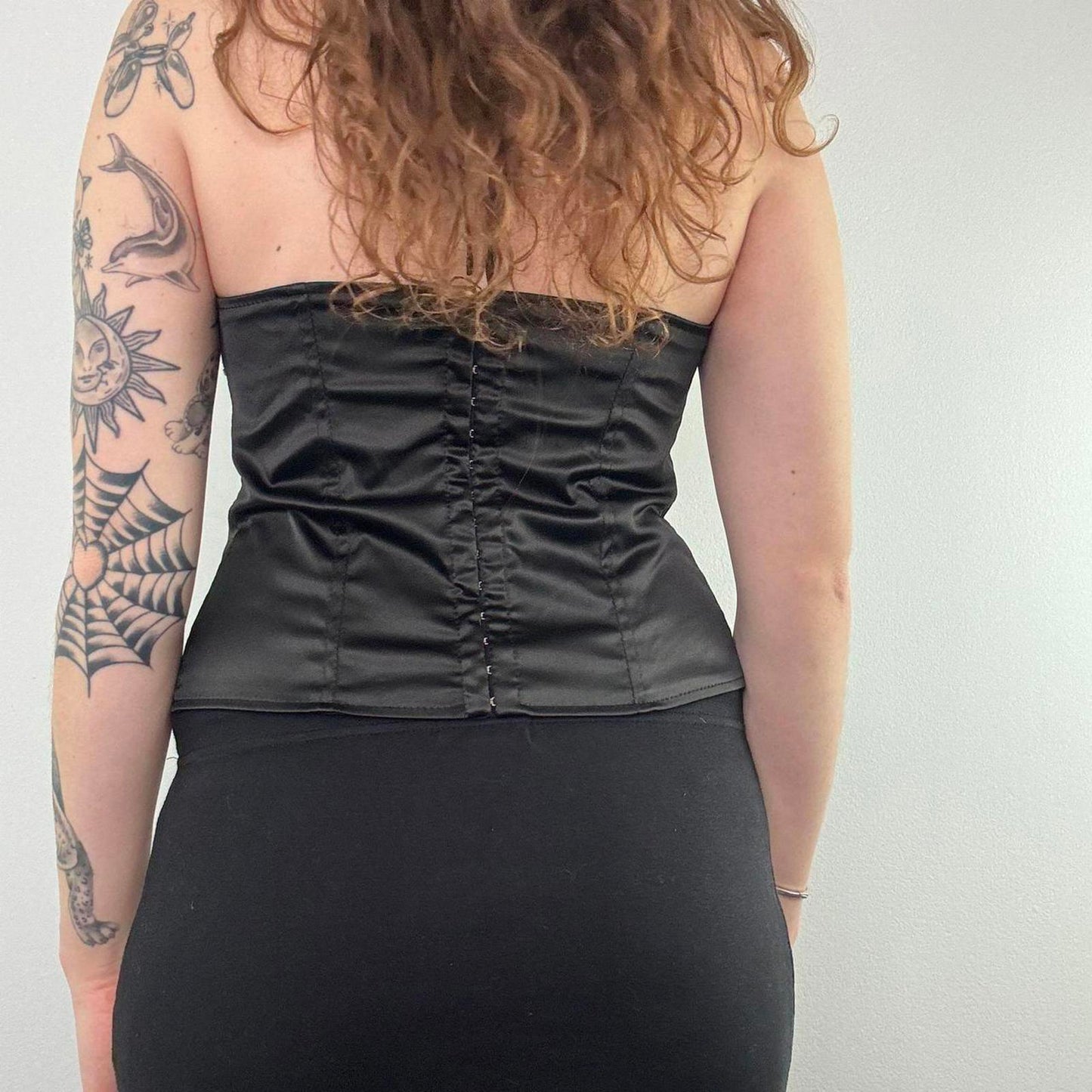 Y2K vintage rhinestone boned satin halter neck top fitted clubbing going out